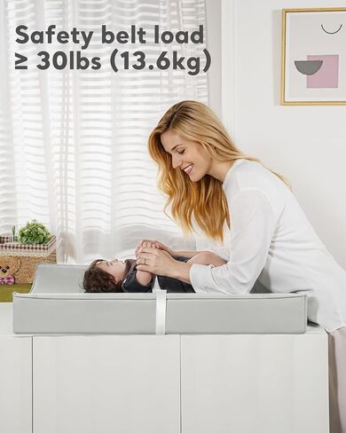 Vegan Leather Waterproof Baby Changing Pad - Wipeable, Extra Thick & Portable & Non-Slip Diaper Mat for Dresser, Crib, Travel | Soft & Safe (Gray) in Kuwait