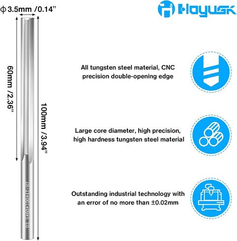 2.5mm Chucking Reamer, Tungsten Carbide Lathe Reamer H7 4 Straight Flutes, 100mm Round Shank, for Milling and Cutting Stainless Steel, Alloy, and Copper Metals in Kuwait