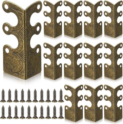 BLULU 12 PCS Basboard Corner Watserators for Furniture ، حماة الزاوية النحاسية اللوح ، Skiffers المعدنية العتيقة (البرونز) in Kuwait