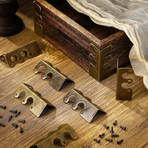 BLULU 12 PCS Basboard Corner Watserators for Furniture ، حماة الزاوية النحاسية اللوح ، Skiffers المعدنية العتيقة (البرونز) in Kuwait