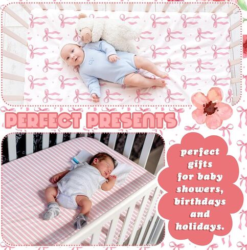 Peryiter 2 Pack Bow Crib Sheets for Girls Coquette Bed Sheet Set Fitted 52'' x 28" for Standard Crib Mattress Stretchable Soft Toddler Aesthetic Nursery Decor(Pink) in Saudi Arabia
