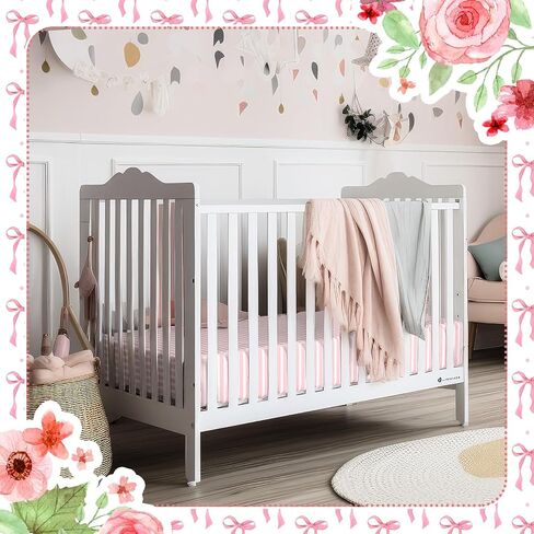 Peryiter 2 Pack Bow Crib Sheets for Girls Coquette Bed Sheet Set Fitted 52'' x 28" for Standard Crib Mattress Stretchable Soft Toddler Aesthetic Nursery Decor(Pink) in Saudi Arabia