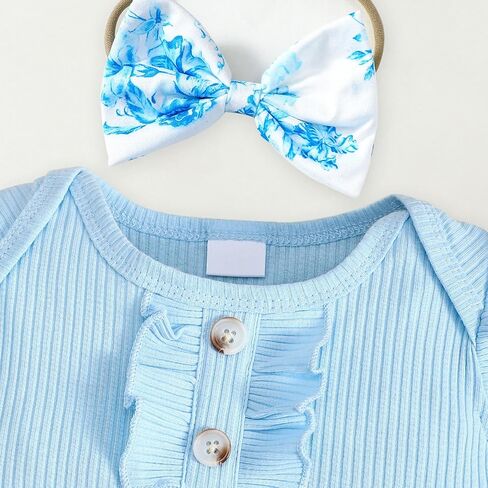 Newborn Baby Girl Clothes Infant Summer Outfits Flying Sleeves Romper and Flora Skirt Set for 0-3-6-12-18 Months in Kuwait