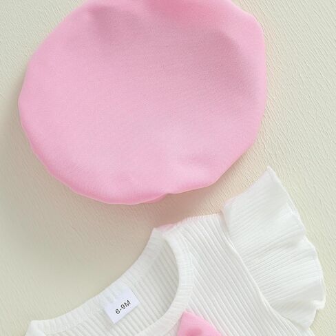 KMBANGI Toddler Baby Girl Skirt Set Ruffle Short Sleeve Bowknot Knitted T-Shirts Skirt Shorts Beret Baby 3Pcs Summer Clothes in Saudi Arabia