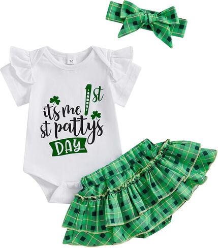 Newborn Baby Girl Easter Outfit Ruffle Short Sleeve Romper Rabbit Tutu Shorts Headband Socks 4Pcs Clothes in Kuwait