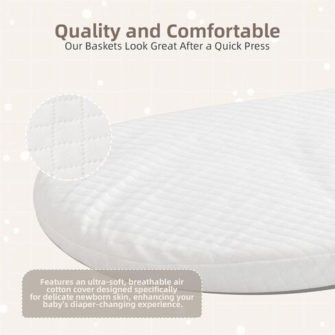 Baby Changing Basket, Baby Changing Pad with Wipeable Waterproof Pad, Small Storage Basket, Moses Basket for Baby Dresser,Living Room,White in Saudi Arabia