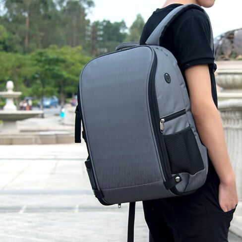Camera Backpack for DSLR with Tripod Holder, 18" Waterproof Photography Bag Fits Most DSLR/SLR Cameras, Shockproof Laptop Compartment (Black Gray) in Saudi Arabia