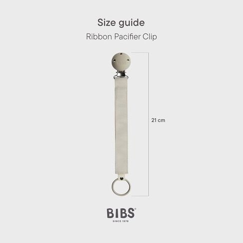 BIBS Pacifier Clip Ribbon - Secure Your Baby's Pacifier with Durable Polyester Webbing and Nickel-Free Metal Clip - Compatible with All BIBS Pacifiers - Dusty Blue in Kuwait