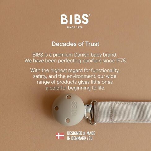 BIBS Pacifier Clip Ribbon - Secure Your Baby's Pacifier with Durable Polyester Webbing and Nickel-Free Metal Clip - Compatible with All BIBS Pacifiers - Dusty Blue in Kuwait