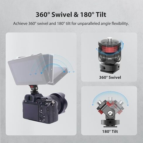 شاشة Mini Camera Monitor مع حذاء بارد ، شاشة حقل الألومنيوم مع 1/4 ″ المسمار لقفص MIC LED LED ، محول الأحذية البارد 360 درجة دوارة و 180 درجة. in Kuwait