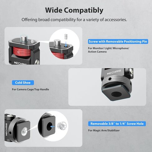شاشة Mini Camera Monitor مع حذاء بارد ، شاشة حقل الألومنيوم مع 1/4 ″ المسمار لقفص MIC LED LED ، محول الأحذية البارد 360 درجة دوارة و 180 درجة. in Kuwait