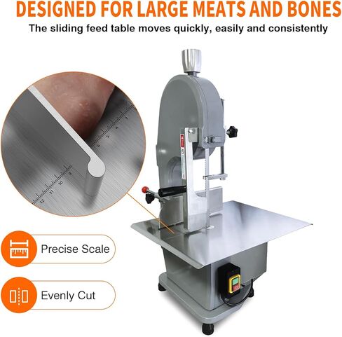 1500W Commercial Electric Meat Bandsaw 110V Electric Bone Saw Machine, Thickness Range 0.16-7.1 Inch, Table Sawing for Cutting Rib, Frozen Meat with 5 Saw Blades and 18.8" x 14.9" Workbench in Kuwait