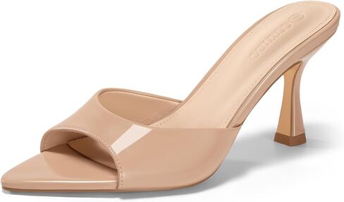 Coutgo Womens Heeled Mules Pointed Peep Toe High Heels Slip On Backless Mule Sandals Dress Shoes in Saudi Arabia