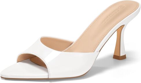 Coutgo Womens Heeled Mules Pointed Peep Toe High Heels Slip On Backless Mule Sandals Dress Shoes in Saudi Arabia