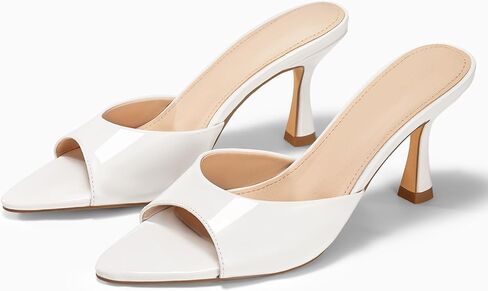 Coutgo Womens Heeled Mules Pointed Peep Toe High Heels Slip On Backless Mule Sandals Dress Shoes in Saudi Arabia