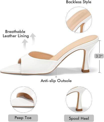 Coutgo Womens Heeled Mules Pointed Peep Toe High Heels Slip On Backless Mule Sandals Dress Shoes in Saudi Arabia