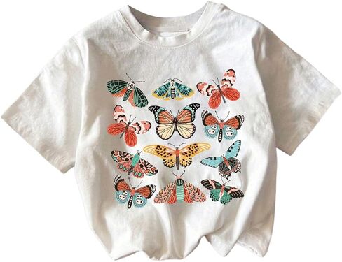 Toddler Girl's Graphic Print Tee Shirt Round Neck Short Sleeve T Shirts Summer Cute Trendy Tops in Kuwait