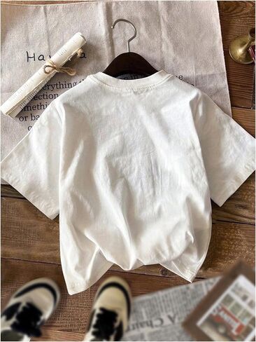 Toddler Girl's Graphic Print Tee Shirt Round Neck Short Sleeve T Shirts Summer Cute Trendy Tops in Kuwait