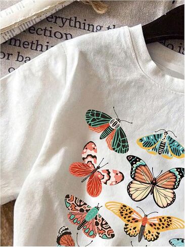 Toddler Girl's Graphic Print Tee Shirt Round Neck Short Sleeve T Shirts Summer Cute Trendy Tops in Kuwait