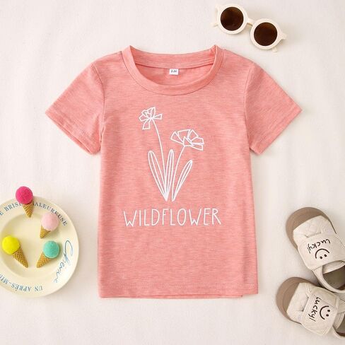 Raising A Wildflower Mommy and Me Shirts Cute Floral Graphic T-Shirt Mom and Daughter Outfits Summer Short Sleeve Tees in Saudi Arabia