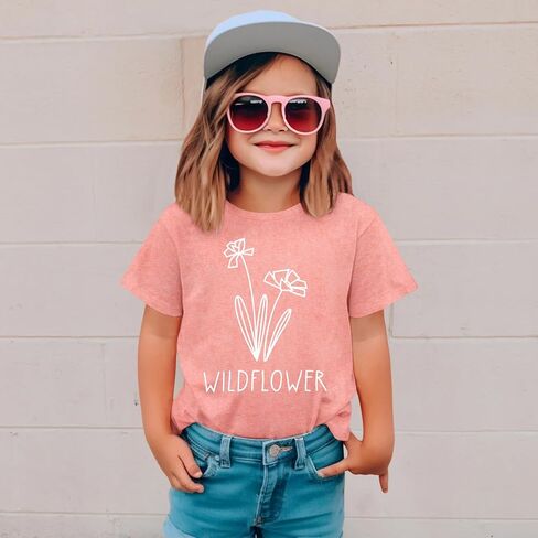 Raising A Wildflower Mommy and Me Shirts Cute Floral Graphic T-Shirt Mom and Daughter Outfits Summer Short Sleeve Tees in Saudi Arabia