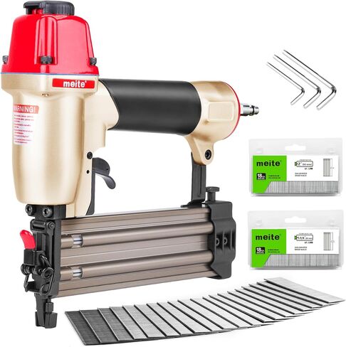 meite F50C Pneumatic Brad Nailer with 2000pcs Nails (1-1/4", 2"), Air 18 Gauge Brad Nailer Small Finish Nail Gun for Trim Work, Fires 18 Gauge Brad Nails 5/8 Inch to 2 Inch in Saudi Arabia