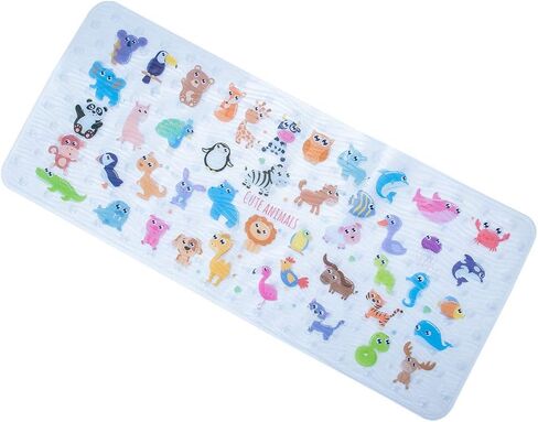Cartoon Non Slip Bathtub Mat for Kids - 34x15 Inch XL Large Size Anti Slip Shower Mats for for Toddlers Children Baby Floor Tub Mats (Zoo) in Kuwait