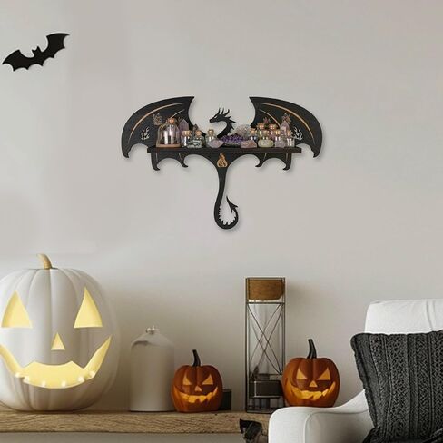 Wooden Dragon Decor Crystal Display Shelf for Wall, Rock Display Case Knick Knack Organizer Trinket Holder, Wall Hanging Shelves for Essential Oil & Nail Polish in Saudi Arabia