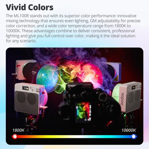 Godox ML100R 110W RGB Video Light Kit | 1800K-10000K, with 60cm Softbox Kit, 14 FX Effects, APP Control, for Filming/ Live Streaming/ Photography in Saudi Arabia