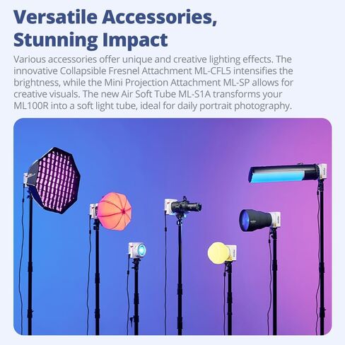 Godox ML100R 110W RGB Video Light Kit | 1800K-10000K, with 60cm Softbox Kit, 14 FX Effects, APP Control, for Filming/ Live Streaming/ Photography in Saudi Arabia