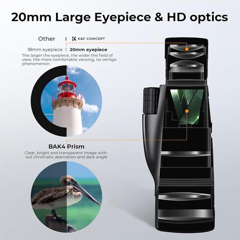 K&F Concept 8-32X50 Zoom Monocular - High Power Dual Focus Prism Compact Monoculars for Kids Adults, with Phone Adapter, Low Light Night Vision, FMC Lens for Bird Watching Hunting Travel Camping Starg in Kuwait
