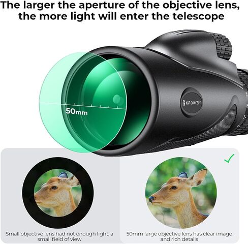 K&F Concept 8-32X50 Zoom Monocular - High Power Dual Focus Prism Compact Monoculars for Kids Adults, with Phone Adapter, Low Light Night Vision, FMC Lens for Bird Watching Hunting Travel Camping Starg in Kuwait