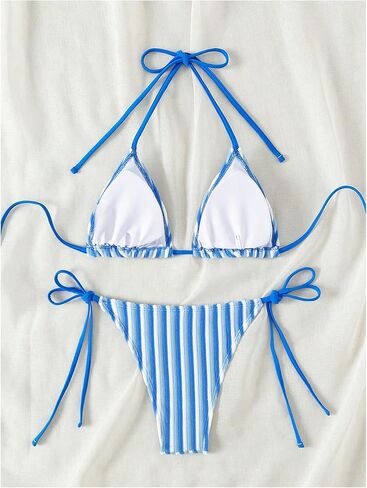 SHENHE Women's 2 Piece Swimsuit Floral Print Halter Tie Side Triangle Bikini Set in Kuwait