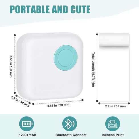 Mini Sticker Printer, Inkless Thermal Printer with 10 Rolls Thermal Papers and Stickers for iOS&Android, Mini Portable Printe for DIY, Scrapbook, Memo, Pictures, Notes, List, Blue in Kuwait