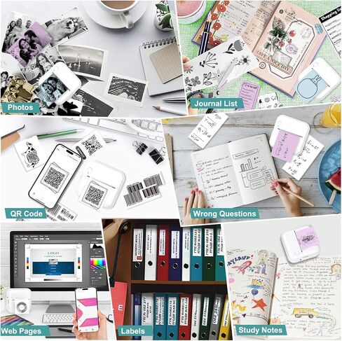 Mini Sticker Printer, Inkless Thermal Printer with 10 Rolls Thermal Papers and Stickers for iOS&Android, Mini Portable Printe for DIY, Scrapbook, Memo, Pictures, Notes, List, Blue in Kuwait