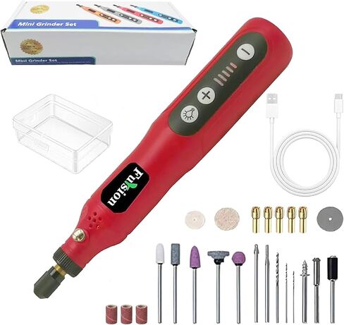 Mini Cordless Rotary Tool Kit, 5-Speed 3.7V Electric Tool with Type-C Charging, Multiple Accessories for Drilling, Etching, Carving, Sanding, Polishing, DIY Crafts, Home Repair, Jewelry Making (Red) in Saudi Arabia