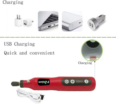 Mini Cordless Rotary Tool Kit, 5-Speed 3.7V Electric Tool with Type-C Charging, Multiple Accessories for Drilling, Etching, Carving, Sanding, Polishing, DIY Crafts, Home Repair, Jewelry Making (Red) in Saudi Arabia