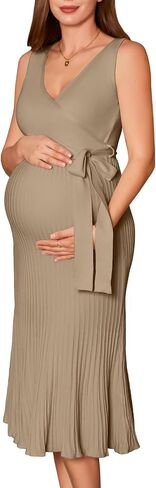 V FOR CITY Spring Summer Maternity Dress Knit Midi Pregancy Dresses 2025 Casual Nursing Clothes Sleeveless S-XL in Saudi Arabia