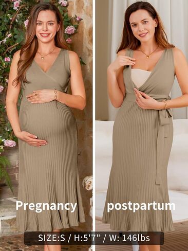 V FOR CITY Spring Summer Maternity Dress Knit Midi Pregancy Dresses 2025 Casual Nursing Clothes Sleeveless S-XL in Saudi Arabia