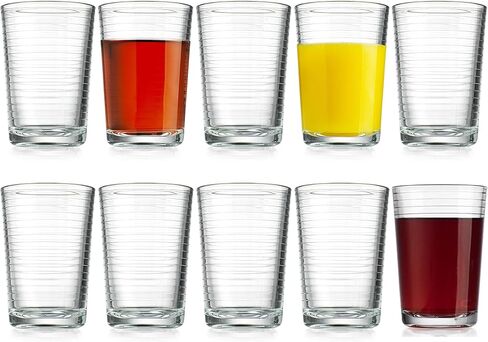 Glaver's Drinking Glasses Set of 10 Highball Glass Cups, Premium Quality 17 Oz. Coolers, Ribbed Glassware. Ideal for Water, Juice, Cocktails, and Iced Tea. Dishwasher Safe. in Saudi Arabia