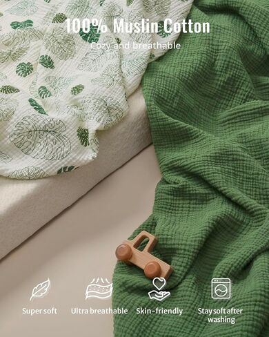 Blissful Diary Muslin Changing Pad Cover for Girls Boys, Soft Baby Diaper Change Table Pad Covers, 2 Pack (Monstera Leaves & Dark Green, Avocado) in Saudi Arabia