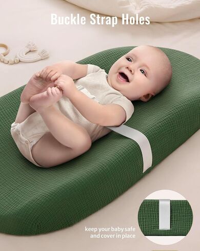 Blissful Diary Muslin Changing Pad Cover for Girls Boys, Soft Baby Diaper Change Table Pad Covers, 2 Pack (Monstera Leaves & Dark Green, Avocado) in Saudi Arabia