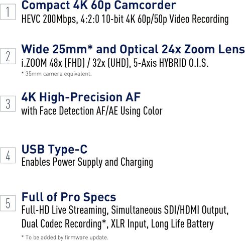 Panasonic X2100 4K Camcorder for Directors, Wide Angle Telephoto Lens with 24X Zoom, Hybrid O.I.S.,Lightweight Heat Dispersing Design, Detachable Handle - HC-X2100 in Kuwait