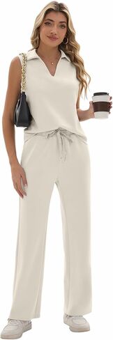 Sixstar Women 2 قطعة ملابس صالة مجموعات غير رسمية الصيف الصيف v-neck reary collared صالة in Kuwait