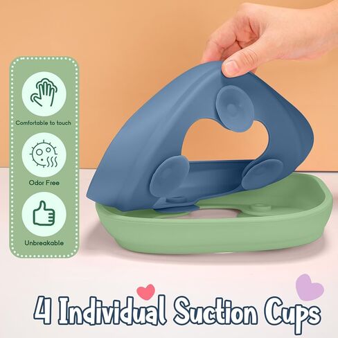 2 Pcs 8.2" Large Kids Porcelain Plates with Silicone Sleeves Toddlers Divided Plates Extra Deep White Porcelain Dishes 2 Pack Spoons and Forks Set Microwave Dishwasher Friendly(Pink,Purple) in Kuwait