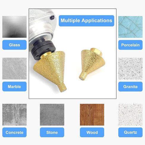 Kodilin Diamond Beveling Chamfer Bits 0-2" Diamond Cone Tile Bit, Angle Grinders Tile Diamond Drill Bit for Hole Enlarging Trimming in Granite Marble Porcelain Ceramic Wood Stone, M10 Thread in Saudi Arabia