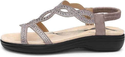 DREAM PAIRS Women's Comfort Dressy Rhinestone Summer Beach Sandals Slip-on Flat Walking Orthopedic Sandals with Elastica Back Strap in Saudi Arabia