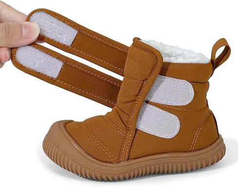 Toddler Snow Boots Double Strap Winter Warm Shoes Baby Faux Fur Lining Soft Fleece Booties with Non-Slip Sole in Kuwait
