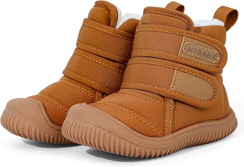 Toddler Snow Boots Double Strap Winter Warm Shoes Baby Faux Fur Lining Soft Fleece Booties with Non-Slip Sole in Kuwait