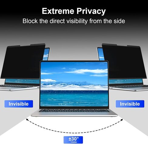 فلتر شاشة الخصوصية لجهاز MacBook Pro 13 بوصة (2016-2022، M1، M2)، جهاز MacBook Air 13 بوصة (2018-2021، M1)، واقي أسود مضاد للتجسس قابل للإزالة من MagicSuction، فلتر ضوء أزرق وهج in Saudi Arabia